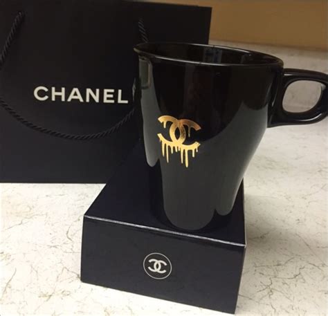 coffee tea chanel black and gold mug